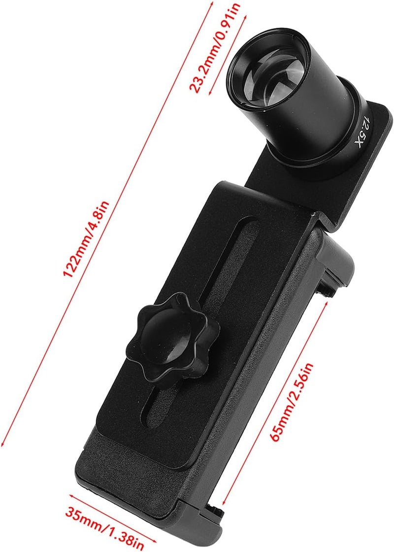 CHEOTIME Microscope Phone Adapter, 12.5X Optical Glass Lens Smartphone Mount Eyepiece Connector for 23.2mm Biological Microscopes 70-90mm Phones for Photo Video Capture - Image 2